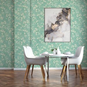 Tanglewood Wallpaper - Tanglewood Wallpaper features an elegant damask-inspired floral vine pattern in soft cream and gold