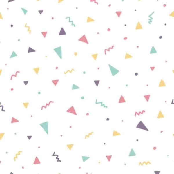 Pastel Party Wallpaper - This delightful wallpaper features a scattered array of soft pastel triangles, dots, and wavy lines