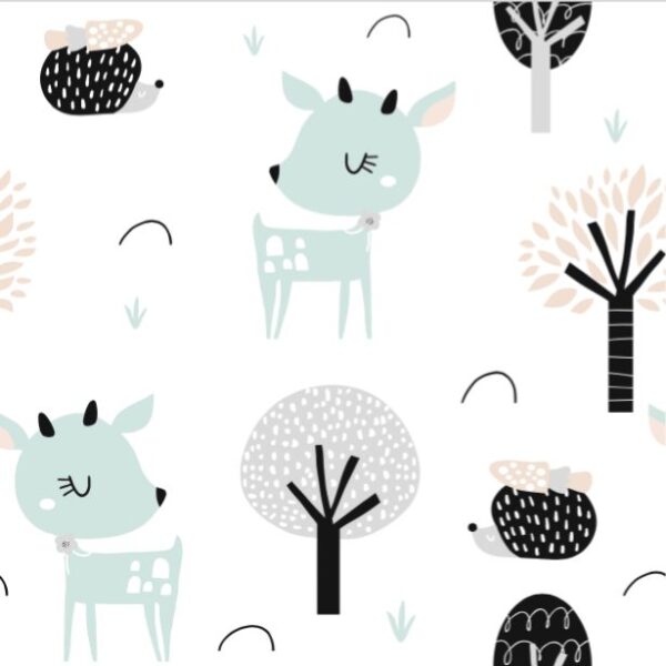 Nights with Bambi Wallpaper - This charming wallpaper features adorable minimalist deer characters surrounded by whimsical