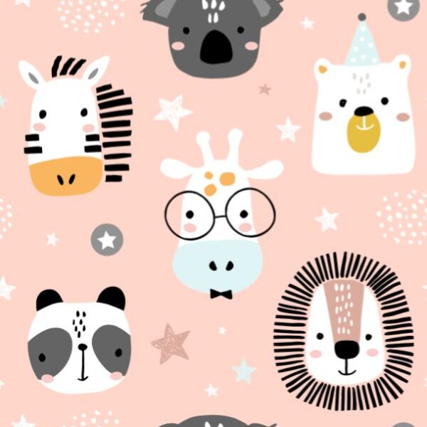 Animals United Wallpaper - This charming peel & stick wallpaper features an adorable cast of hand-illustrated