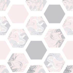 Hexagonal pink tiles with white grouting wallpaper and wall murals shop in South Africa. Wallpaper and wall mural online store with a huge range for sale.