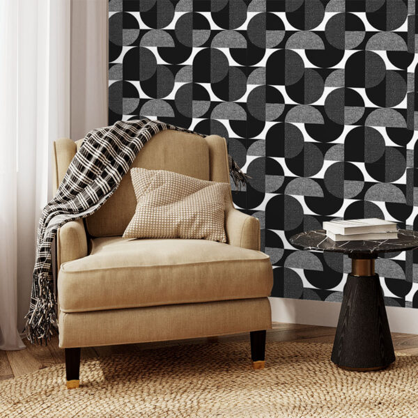 Hop On Wallpaper - Hop On Wallpaper features a striking geometric pattern of interlocking circles in black, white, and