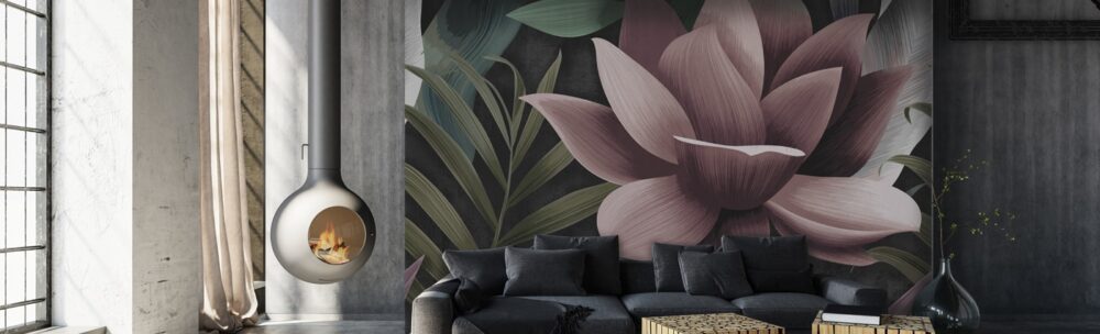 Artistic leaf and plant shapes of various pastel colours wallpaper and wall murals shop in South Africa. Wallpaper and wall mural online store with a huge range for sale.