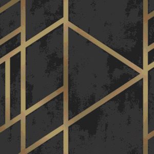 Fusain Gold Wallpaper - This Fusain Gold Wallpaper combines sleek geometric lattice lines in luxe gold against a dark