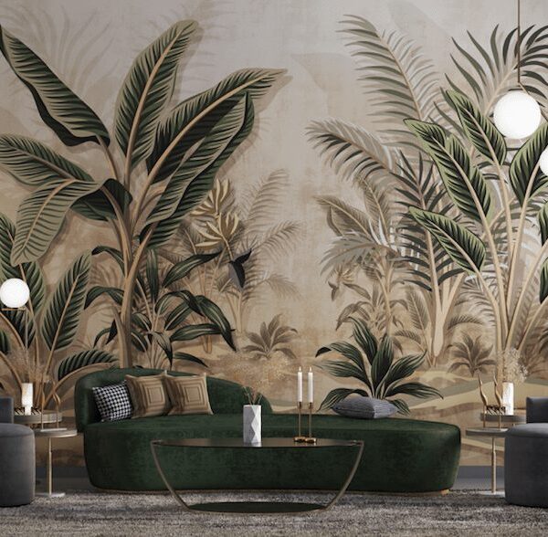 Artistic banana palm tree forest wallpaper and wall murals shop in South Africa. Wallpaper and wall mural online store with a huge range for sale.