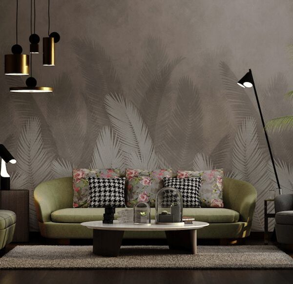 Statement Collection faded white and grey tropical leaves wallpaper and wall murals shop in South Africa. Wallpaper and wall mural online store with a huge range for sale.