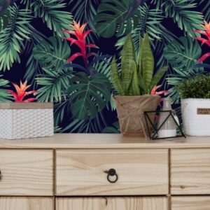 Shadow Jungle Flowers Wallpaper