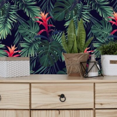 Shadow Jungle Flowers Wallpaper