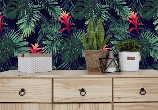 Shadow Jungle Flowers Wallpaper