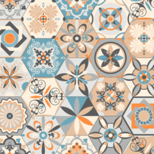 Hexagonal tiles and interlocking circle tiles wallpaper and wall murals shop in South Africa. Wallpaper and wall mural online store with a huge range for sale.