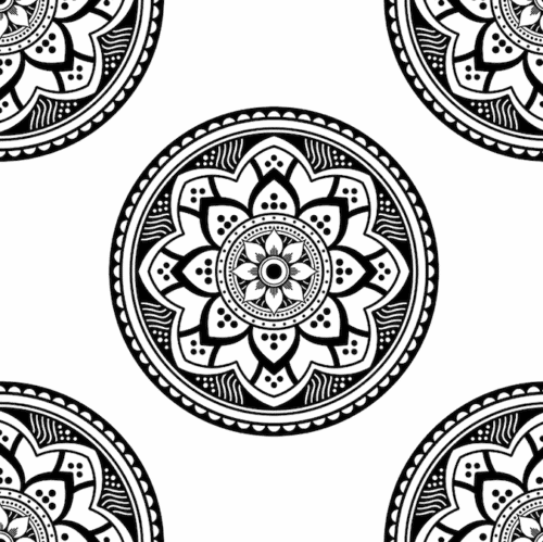 Black and white medallion pattern wallpaper and wall murals shop in South Africa. Wallpaper and wall mural online store with a huge range for sale.