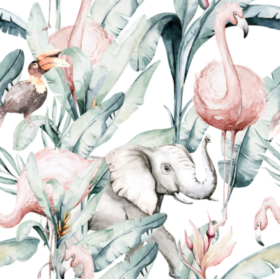 Soft plants and flamingos wallpaper and wall murals shop in South Africa. Wallpaper and wall mural online store with a huge range for sale.