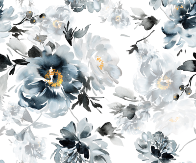 watercolour grey and navy flowers wallpaper and wall murals shop in South Africa. Wallpaper and wall mural online store with a huge range for sale.