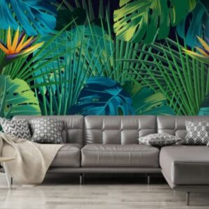 Mural Stralitzia Palms - This stunning Stralitzia Palms mural brings the lush serenity of a tropical forest directly into