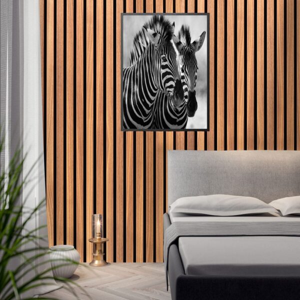 Mural Vertical Timber - This premium peel & stick mural features vertical timber cladding with rich wood tones that bring