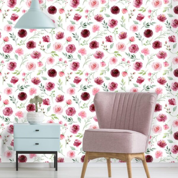 Watercolour roses wallpaper and wall murals shop in South Africa. Wallpaper and wall mural online store with a huge range for sale.