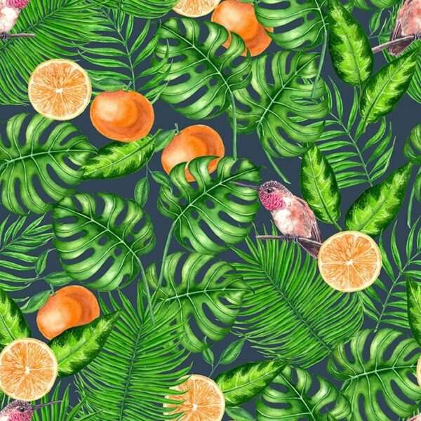Sugarbirds Wallpaper - This vibrant tropical wallpaper brings the lushness of a rainforest into your home with striking