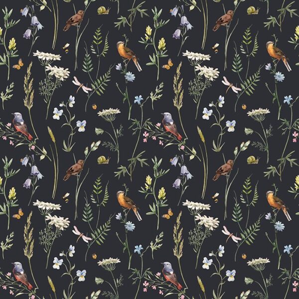 Drift Designer Wallpaper - This stunning botanical wallpaper brings nature indoors with delicate wildflowers, ferns, and