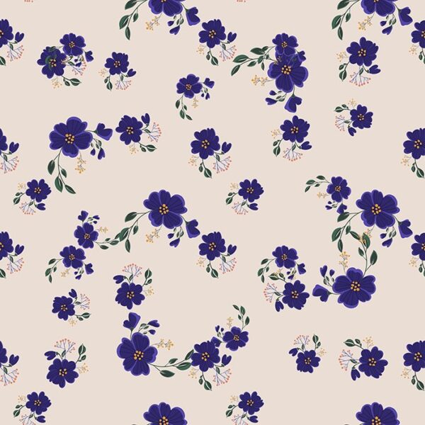 Purple Blossoms Wallpaper - This elegant Purple Blossoms wallpaper features beautifully scattered navy blue flowers with