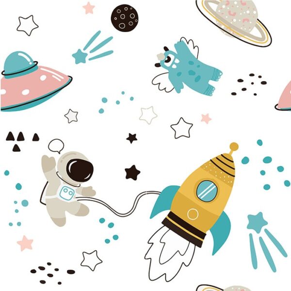 Astronauts & Aliens Wallpaper - This charming peel & stick wallpaper brings the wonders of space to life with whimsical