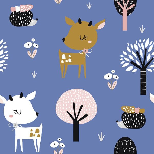 Hedgehog Friends Wallpaper - This charming wallpaper features adorable woodland creatures and botanical elements in soft,