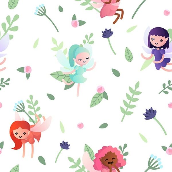 Pixie Shire Wallpaper - Pixie Shire Wallpaper enchants with whimsical fairy characters and botanical elements scattered