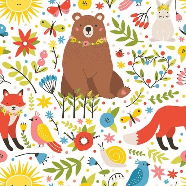 Mr Yogi Wallpaper - This charming peel & stick wallpaper brings nature to life with a delightful collection of woodland