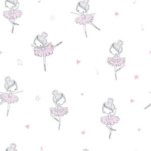 Balinda Ballerina Wallpaper - Balinda Ballerina Wallpaper features charming hand-drawn ballerinas in delicate pink tutus