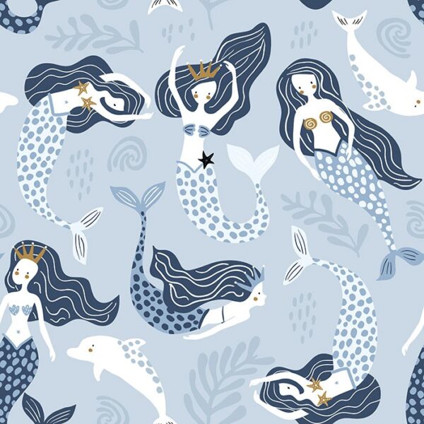 Sweet Mermaidens Wallpaper - Dive into a whimsical underwater world with charming mermaid characters sporting flowing hair