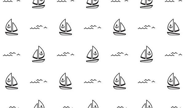Monochrome Sailing Wallpaper - This charming monochrome wallpaper features a delightful repeating pattern of sailboats and