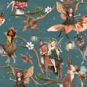 Faerie Secrets Wallpaper - This enchanting peel & stick wallpaper brings whimsical forest magic to any child's space with