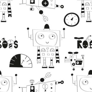 Stanley The Robot Black & White Wallpaper - Stanley The Robot is a delightful black and white wallpaper featuring cheerful