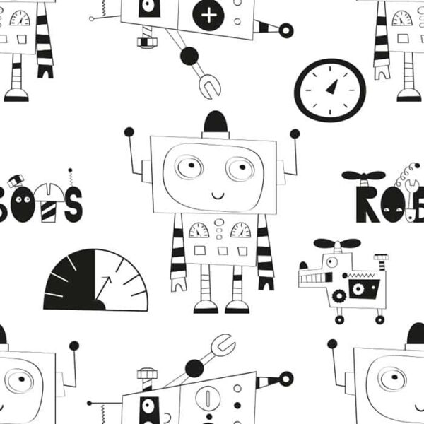 Stanley The Robot Black & White Wallpaper - Stanley The Robot is a delightful black and white wallpaper featuring cheerful