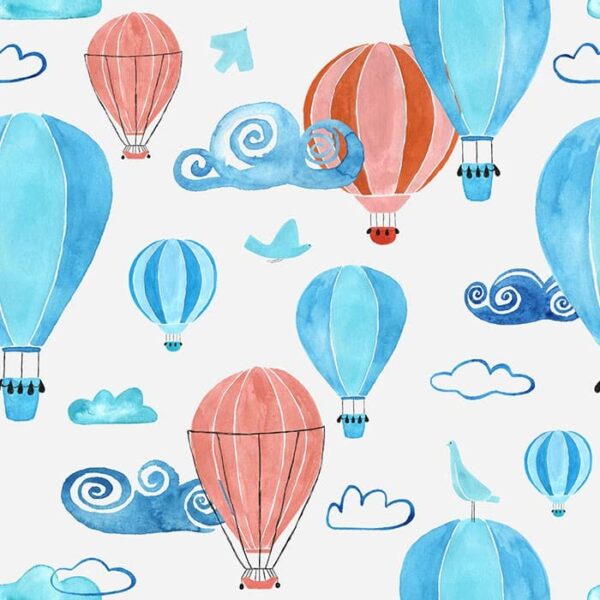 Watercolour Hot Air Balloons Wallpaper - This charming watercolour wallpaper features whimsical hot air balloons floating