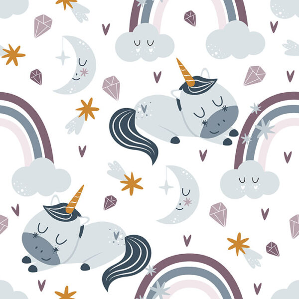 Sleepy Unicorns Wallpaper - This delightful wallpaper features adorable sleeping unicorns nestled among fluffy clouds,
