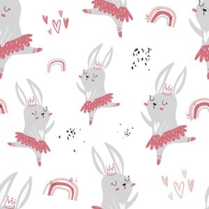 Rebecca Rabbit Wallpaper - This charming Rebecca Rabbit wallpaper features whimsical dancing bunnies adorned in pink tutus,