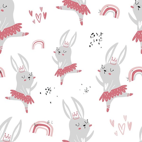 Rebecca Rabbit Wallpaper - This charming Rebecca Rabbit wallpaper features whimsical dancing bunnies adorned in pink tutus,