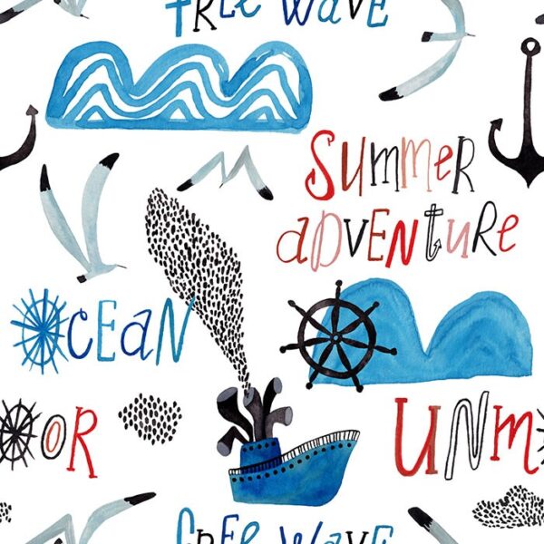 Summer Adventure Wallpaper - This charming Summer Adventure wallpaper brings coastal-inspired fun to any child's space with