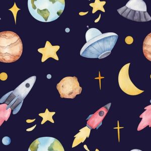 Beyond Infinity Wallpaper - This whimsical space-themed wallpaper brings celestial wonder to children's rooms with charming