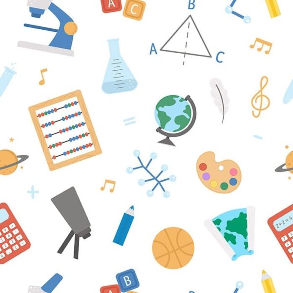Let's Learn Wallpaper - This delightful educational wallpaper features a scattered arrangement of STEM and music-themed