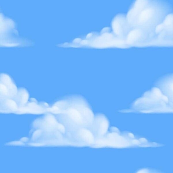 Summer Day Wallpaper - This charming Summer Day Wallpaper features fluffy white clouds scattered across a bright, cheerful