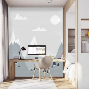 Mural Snowcap Mountains - This enchanting snowcap mountains mural brings a serene winter wonderland into your space with
