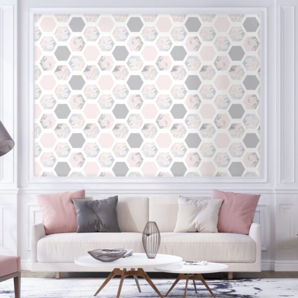 Dusky Hexagons - Canadian-made peel and stick wallpaper for bathroom and kitchen walls