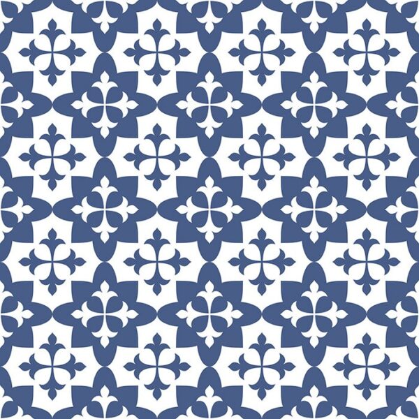 Vega Tile Wallpaper - This stunning Vega Tile Wallpaper features a timeless geometric fleur-de-lis pattern in rich navy blue