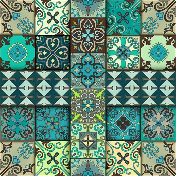 Orellana Tile Wallpaper - Orellana Tile Wallpaper showcases a stunning geometric mosaic of hand-painted-style tiles in
