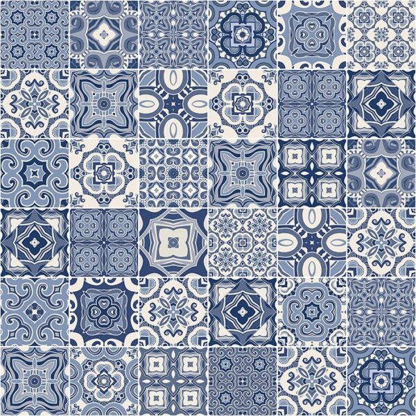 Zurbarán Tile Wallpaper - Zurbarán Tile Wallpaper brings timeless Portuguese azulejo-inspired elegance to your space with