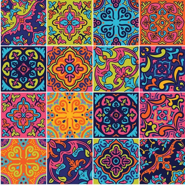 Tàpies Tile Wallpaper - Vibrant Tàpies Tile Wallpaper bursts with bold geometric patterns in a kaleidoscopic mix of oranges,