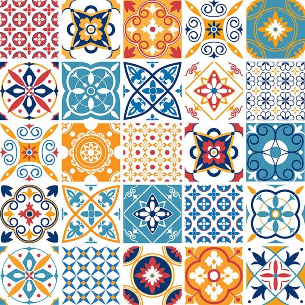 Fleury Tile Wallpaper - Fleury Tile Wallpaper brings vibrant Mediterranean charm with hand-painted tile-inspired motifs in
