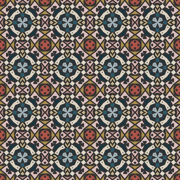 Sagan Tile Wallpaper - Sagan Tile Wallpaper features an intricate geometric mosaic design with ornate quatrefoil medallions