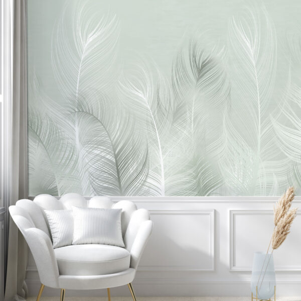Mural Whisper Vines - Whisper Vines brings serene botanical elegance to your space with delicately rendered feathers and